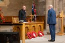 Jim Logan lays a wreath on behalf of Blackhall St Columba's Church