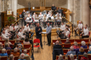 Donald Cameron thanks St David's Brass Band for an excellent concert